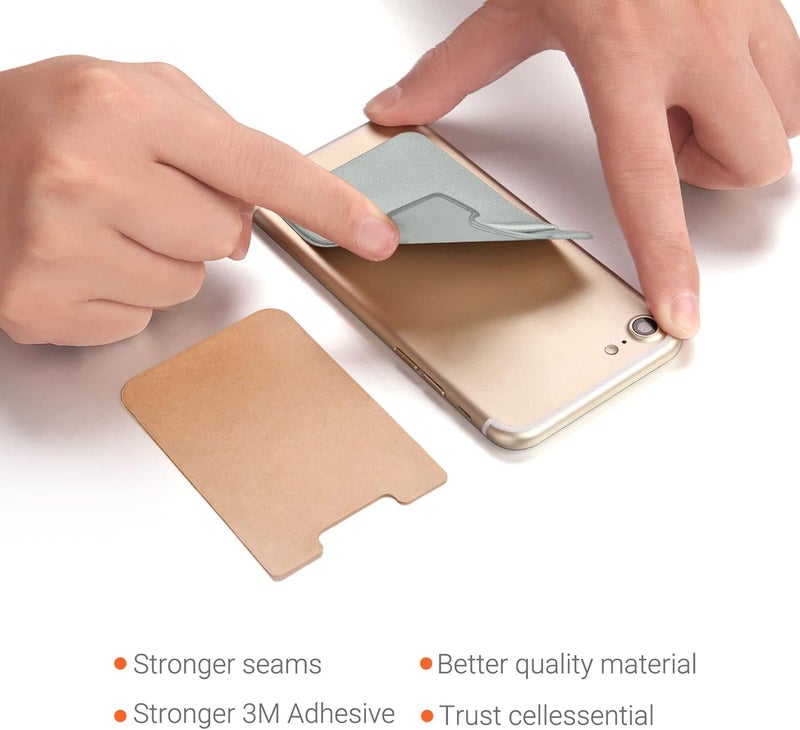 OBVIS Cell Phone Pocket Self Adhesive Card Holder Stick On Wallet Sleeve with Adhesive RFID Card ID Credit Card ATM Card Holder for iPhone Android 2 PACK GRAY - Image 5